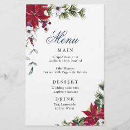 Elegant Red Poinsettia Winter Wedding Menu