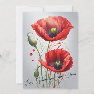 Elegant Red Poppy-årsjubileum kort - tidslöst