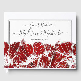 Elegant Red Poppy Blommigt Bröllop Gästböcker