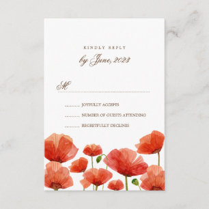 Elegant Red Poppy Flowers Bröllop OSA Kort