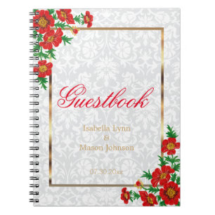 Elegant Red Poppy Flowers - Guestbook Anteckningsbok