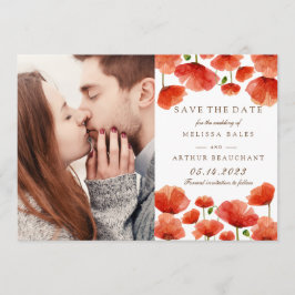 Elegant Red Poppy Flowers Photo Save Date Spara Datumet