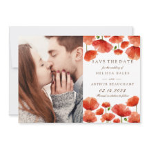 Elegant Red Poppy Flowers Photo Save Date