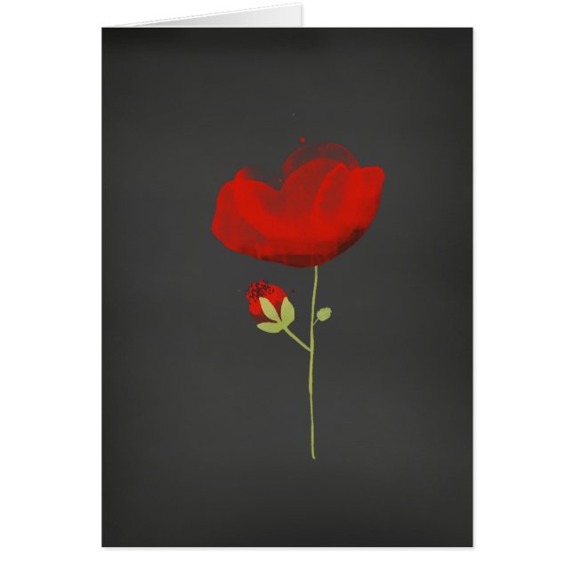 Elegant Red Poppy on Black OBS Kort (Framsidan)