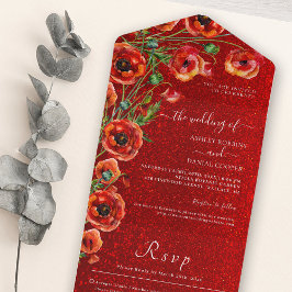 Elegant Red Poppy Romantic Ro Bröllop