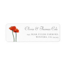 Elegant Red Poppy Watercolor Return-adressetikett Returadress Etikett