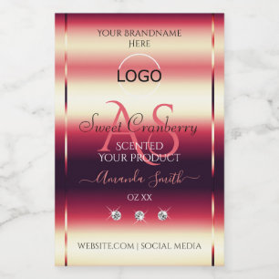 Elegant Red Product Labels Diamonds Initialer Logo Mat Etikett