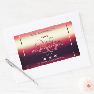 Elegant Red Product Labels Diamonds Initialer Logo Rektangulärt Klistermärke
