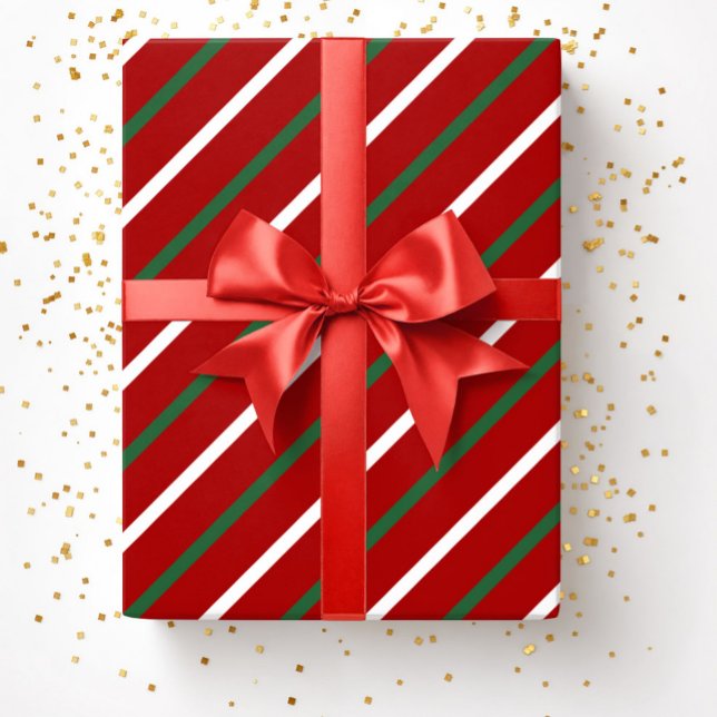 Elegant Red Rand Mönster jul Presentpapper (Elegant Red Stripes Pattern Christmas Wrapping Paper)