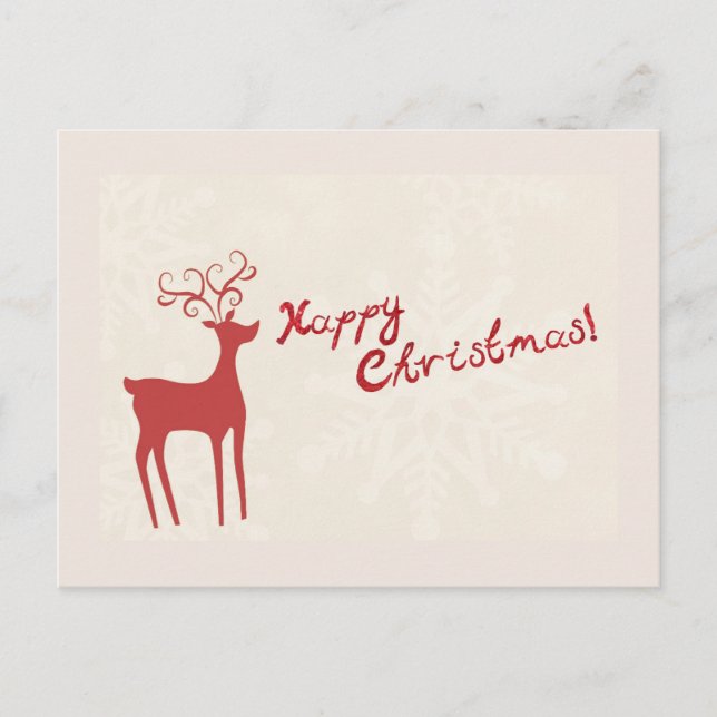 Elegant Red Reindeer Decor God jul Helg Vykort (Framsida)