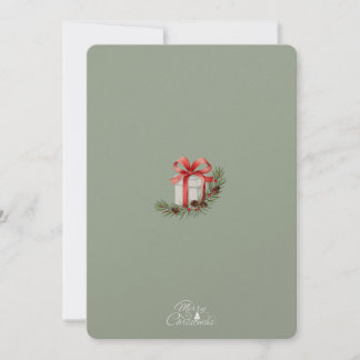 Elegant Red Ribbon Gift & Gräs Helgdag Design Tack Kort