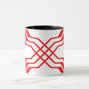 Elegant Red Ribbon line Bokstav X Monogram Mugg