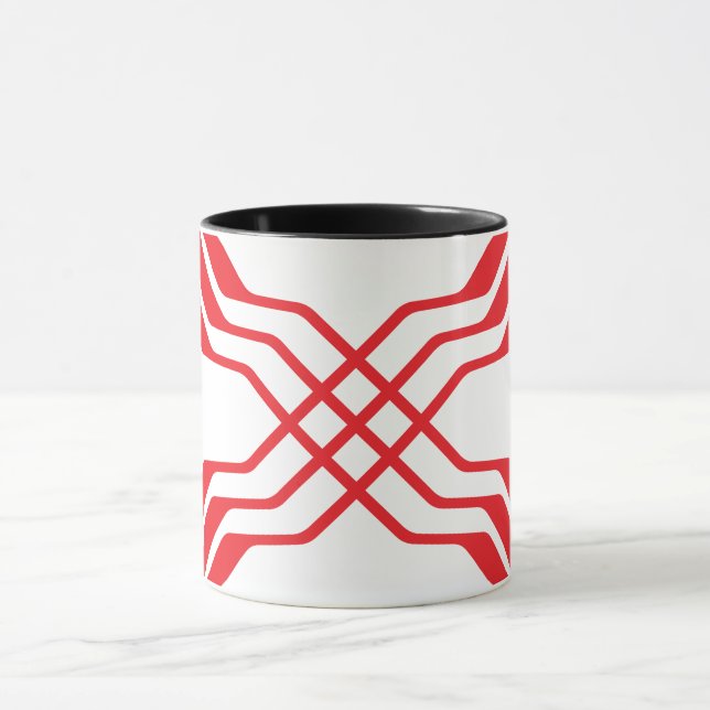 Elegant Red Ribbon line Bokstav X Monogram Mugg (Center)