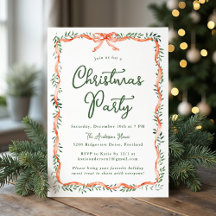 Elegant Red Ribbon och Greenery jul Party