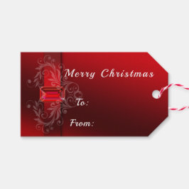 Elegant Red Ribbon Sparkling Ruby Presentetikett