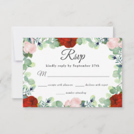 Elegant Red Ro Greenery Bröllop OSA Kort