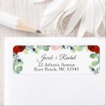 Elegant Red  Ro Greenery Bröllop Returadress Etikett<br><div class="desc">Den här bröllop-designen har röda blommor med söt vattenfärg och rosa ros som accentueras av eukalyptus greenery. Klicka på knappen Anpassa om du vill ha mer flexibilitet när du ändrar texten. Det finns variationer i denna utformning, olika pappra typer och samordnade produkter i vår butik, zazzle.com/store/doodlelulu. Kontakta oss om du...</div>