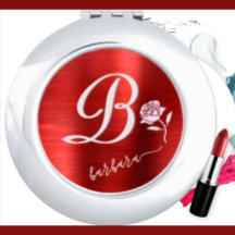Elegant Red & Rosa Anpassningsbar Monogram Namn Ro