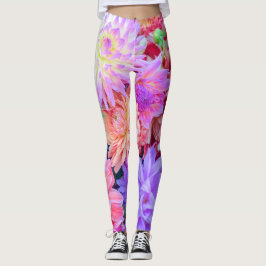 Elegant Red Rosa Lila Orange Flowers Bouquet| Leggings