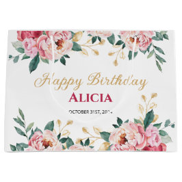 Elegant Red Rosa Peony Flower Guld Löv