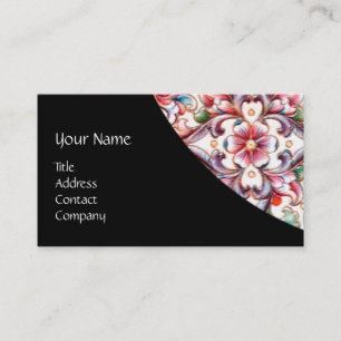 ELEGANT RED ROSA ROS BLOMMIGT FANTASY MONOGRAM VISITKORT