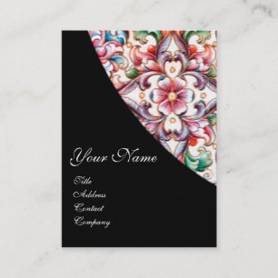 ELEGANT RED ROSA ROS,BLOMMIGT FANTASY MONOGRAM VISITKORT