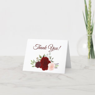 Elegant Red & Rosa Watercolor Ro Bröllop Photo Tack Kort