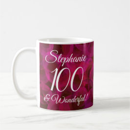 Elegant Red Rose 100 and Wonderful Birthday Kaffemugg