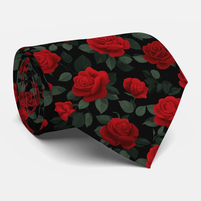 Elegant Red Rose Seamless Floral Pattern on Black  Slips (Rullad)