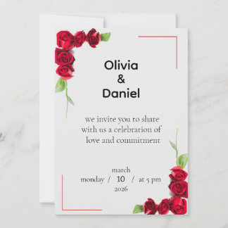 Elegant Red Rose Wedding Invitation Inbjudningar