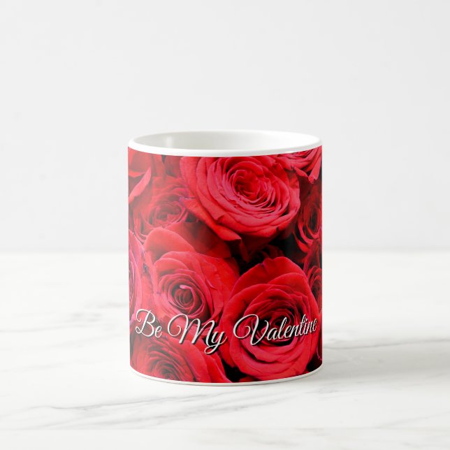 Elegant red roses red flowers red floral kaffemugg (Center)