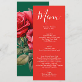 Elegant Red Roses Wedding Menu Meny