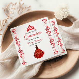 Elegant Red Royal Quinceañera Pappersservett