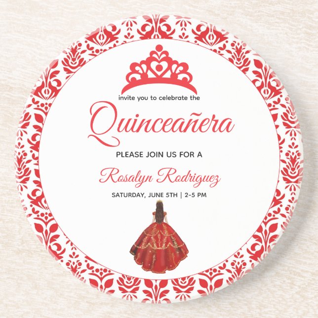 Elegant Red Royal Quinceañera Underlägg (Framsidan)