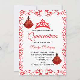 Elegant Red Royal Quinceañera-vuxen Inbjudningar