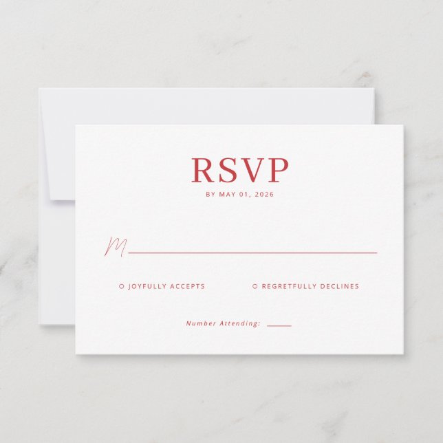 Elegant Red RSVP Card OSA Kort (Framsida)