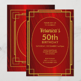 Elegant Red Satin 50:e födelsedagsinbjudan Inbjudningar