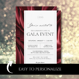 Elegant Red Satin Gala Fundising Event Party Inbjudningar