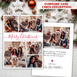 Elegant Red Script 5 Photo Collage jul Julkort<br><div class="desc">Modern Elegant Red Calligraphy 5 Photo Collage God jul Script Helgdag Card. ( ) NOTERA ATT DESSA STORLEKA KORT PÅ 6, 5" X 8, 75" ÄR STÖRRE ÄN GENOMSNITTET, PÅ GRUND AV DET STÖRRE STORLEKA KORTET ÄR DET NÄSTAN SÄKERT ATT POSTAGKOSTNADERNA KOMMER ATT VARA HÖGRE. OM DU FÖREGÅR STORLEKA 5...</div>