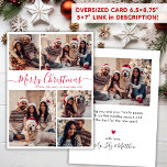 Elegant Red Script 5 Photo Collage jul Julkort<br><div class="desc">Modern Elegant Red Calligraphy 5 Photo Collage God jul Script Helgdag Card. ( ) NOTERA ATT DESSA STORLEKA KORT PÅ 6, 5" X 8, 75" ÄR STÖRRE ÄN GENOMSNITTET, PÅ GRUND AV DET STÖRRE STORLEKA KORTET ÄR DET NÄSTAN SÄKERT ATT POSTAGKOSTNADERNA KOMMER ATT VARA HÖGRE. OM DU FÖREGÅR STORLEKA 5...</div>