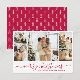 Elegant Red Script Collage jul-Helgdag Card Inbjudningar