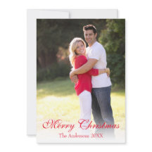 Elegant Red Script Photo God jul