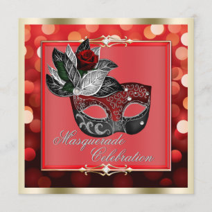 Elegant Red Shimering Ljus Bokeh maskerad Inbjudningar