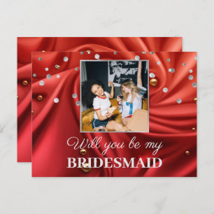 Elegant Red Silky Velvet blir min Bridesmaid Vykort