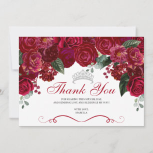 Elegant Red & Silver Blommigt Quinceanera Tack Kort
