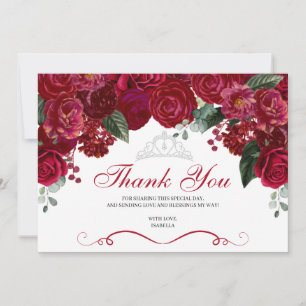 Elegant Red & Silver Blommigt Quinceanera Tack Kort
