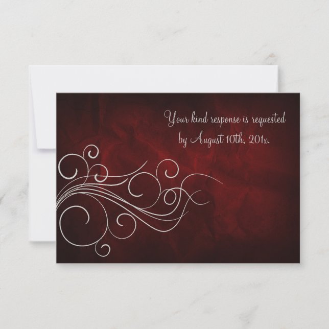 Elegant Red Silver Bröllop OSA Kort (Framsida)