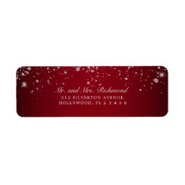 Elegant Red Silver Glitter-etikett Returadress Etikett