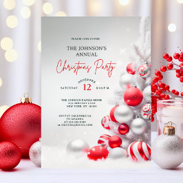 Elegant Red Silver julhus Corporate Party Inbjudningar