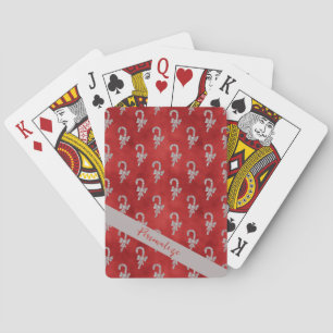 Elegant Red Silver Polkagrisar - Helgdag jul Casinokort